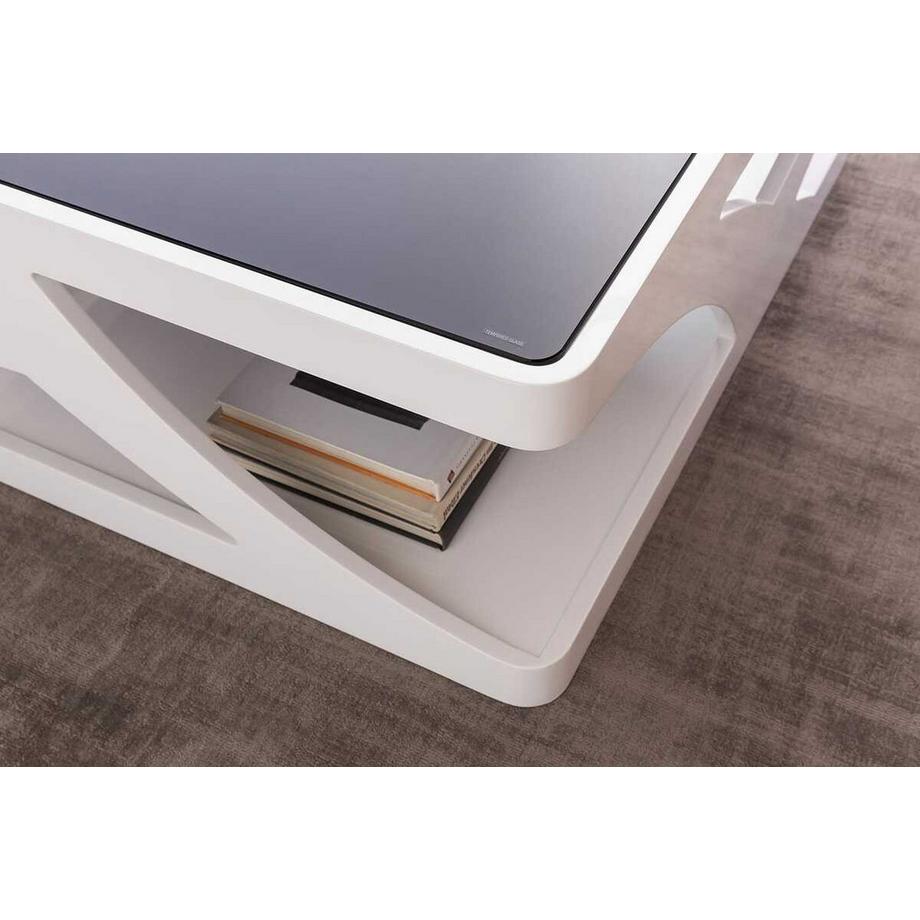 mutoni Table basse en verre blanc 90  