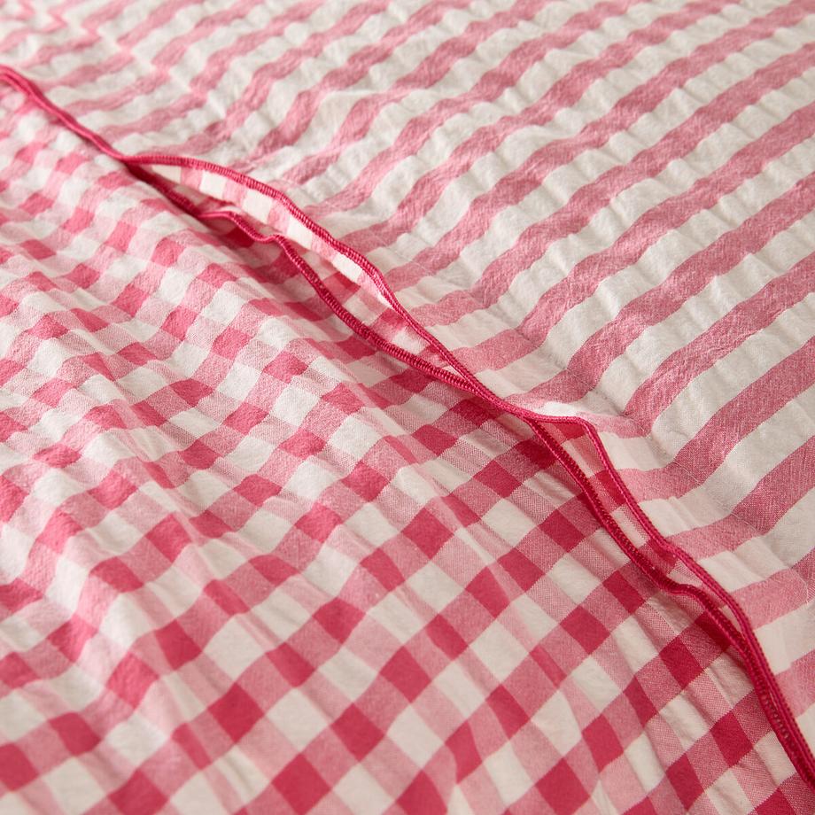 La Redoute Intérieurs Cottage Framboise Seersucker Baumwoll-Duvetbezug  