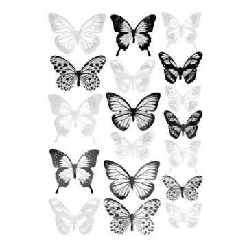18 x dekorative 3D-Schmetterlinge - Schwarz und Weiß