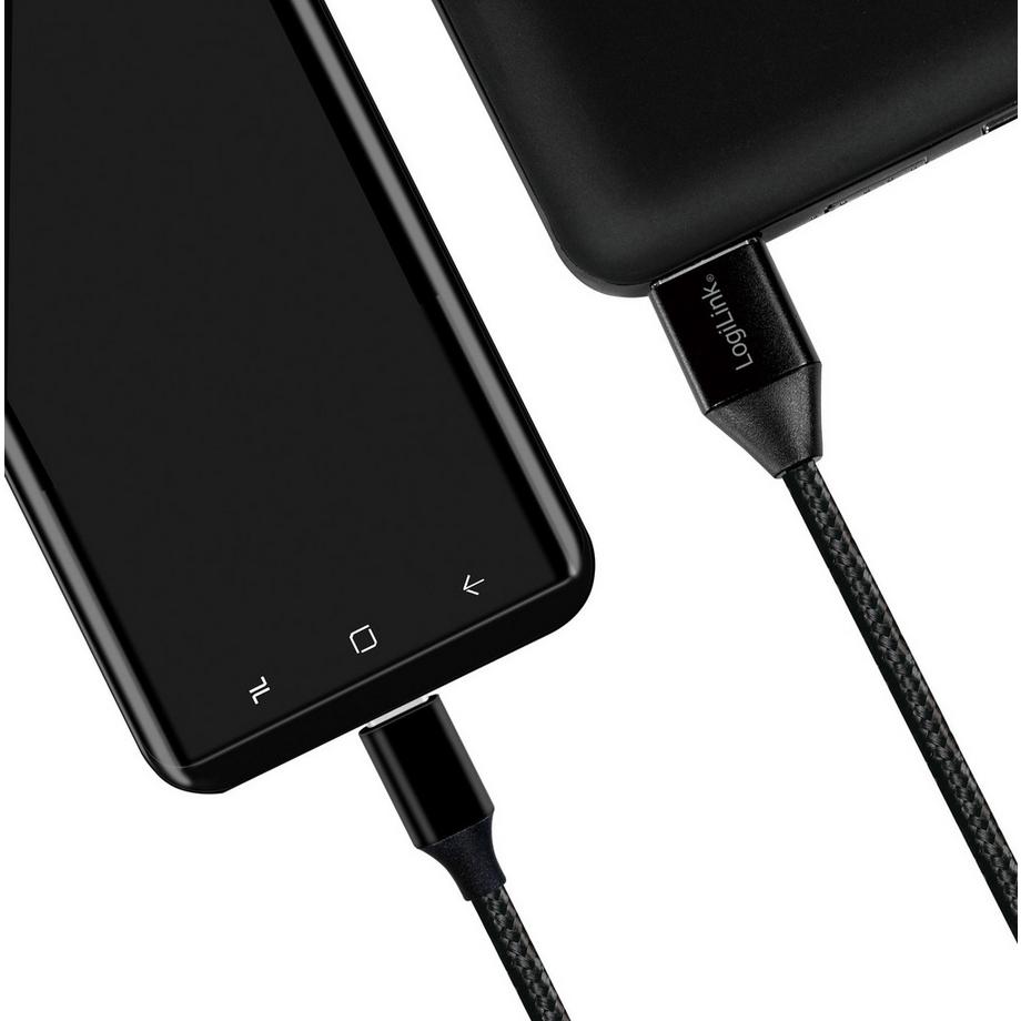 LogiLink  USB-USB-C Lade-/Synchronisierungskabel USB 2.0 15 W 0,3 m Textil 