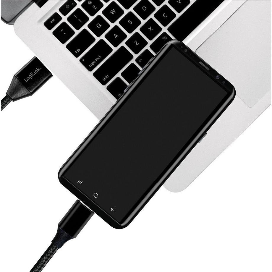 LogiLink  USB-USB-C Lade-/Synchronisierungskabel USB 2.0 15 W 0,3 m Textil 