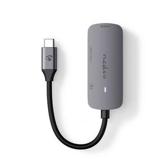 Nedis  USB-Multi-Port-Adapter | USB 3.2 Gen 1 | USB-C™ Stecker | HDMI™ Ausgang / USB-A Buchse / USB-C™ Buchse | 5 Gbps | 0,10 m | Rund | Vernickelt | PVC | Grau | Box 