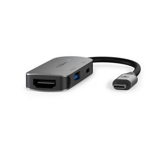 Nedis  USB-Multi-Port-Adapter | USB 3.2 Gen 1 | USB-C™ Stecker | HDMI™ Ausgang / USB-A Buchse / USB-C™ Buchse | 5 Gbps | 0,10 m | Rund | Vernickelt | PVC | Grau | Box 