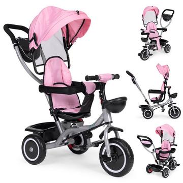 Passeggino triciclo 2 in 1, sedile girevole, cappottina pieghevole