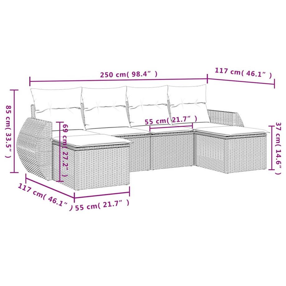 VidaXL Garten sofagarnitur poly-rattan  