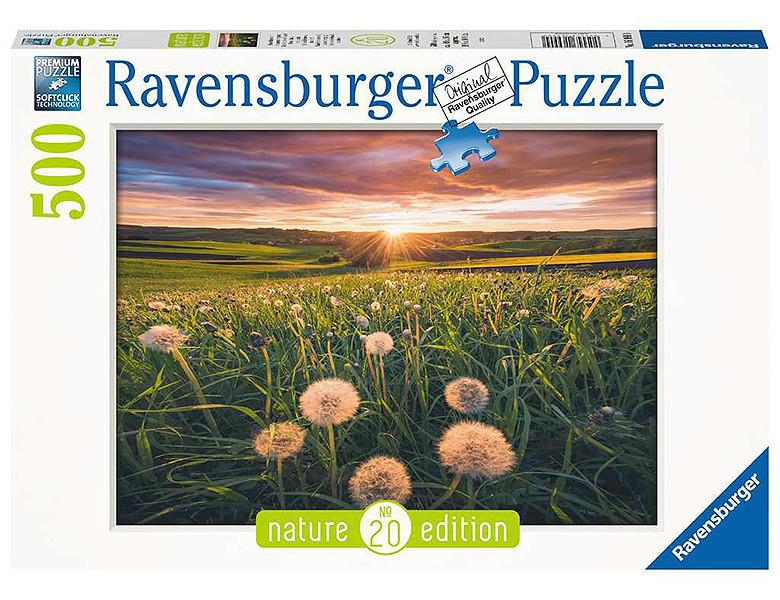 Image of Puzzel 500 stukjes Paardenbloemen bij zonsondergang