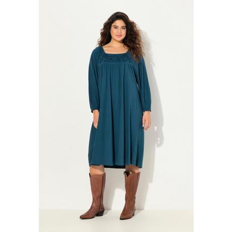 Ulla Popken  Tunika-Kleid, Ziersteine, Carree-Ausschnitt, Langarm 