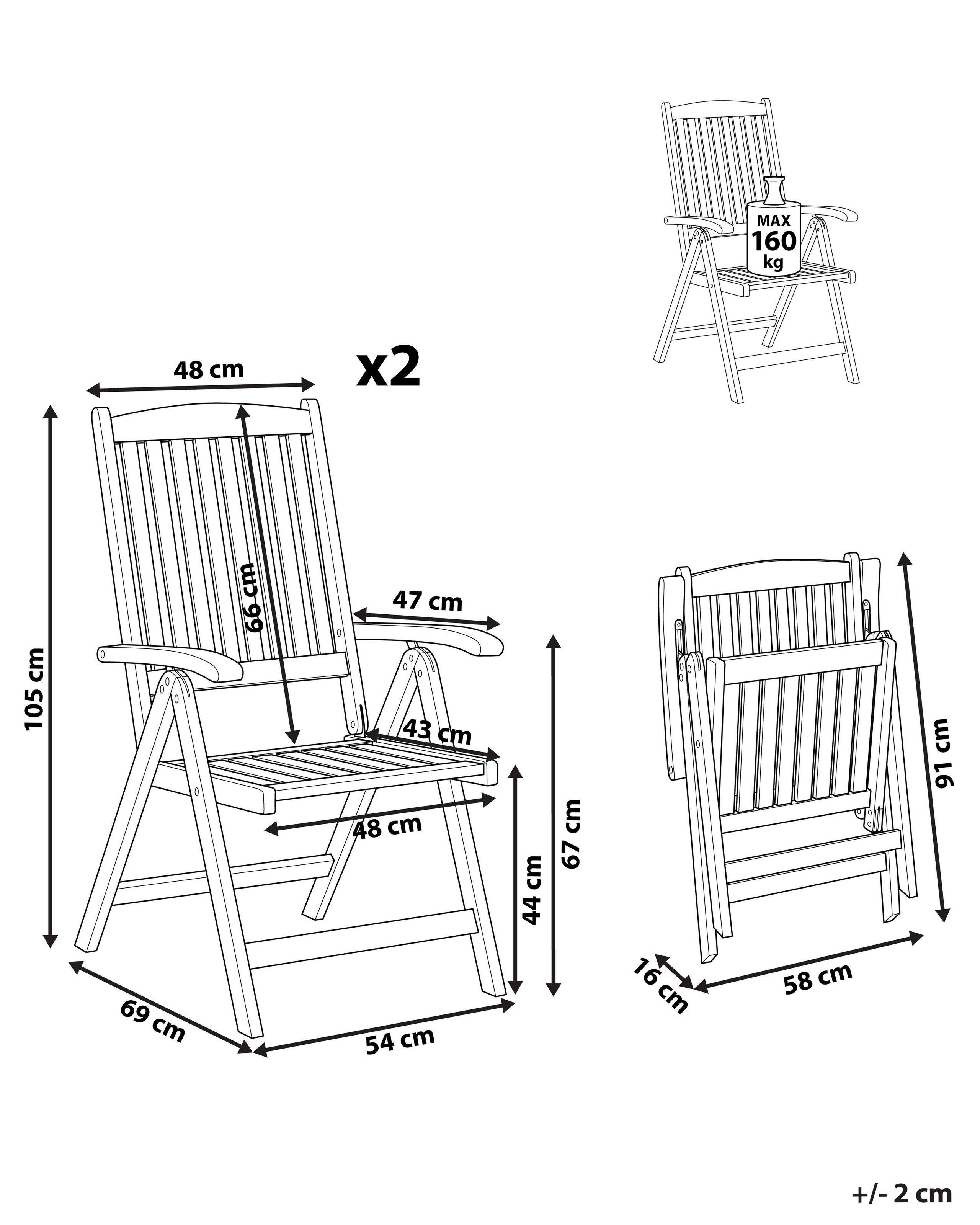 Beliani Lot de 2 chaises en Acacia Traditionnel JAVA  