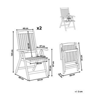 Beliani Lot de 2 chaises de jardin en Acacia Traditionnel JAVA  