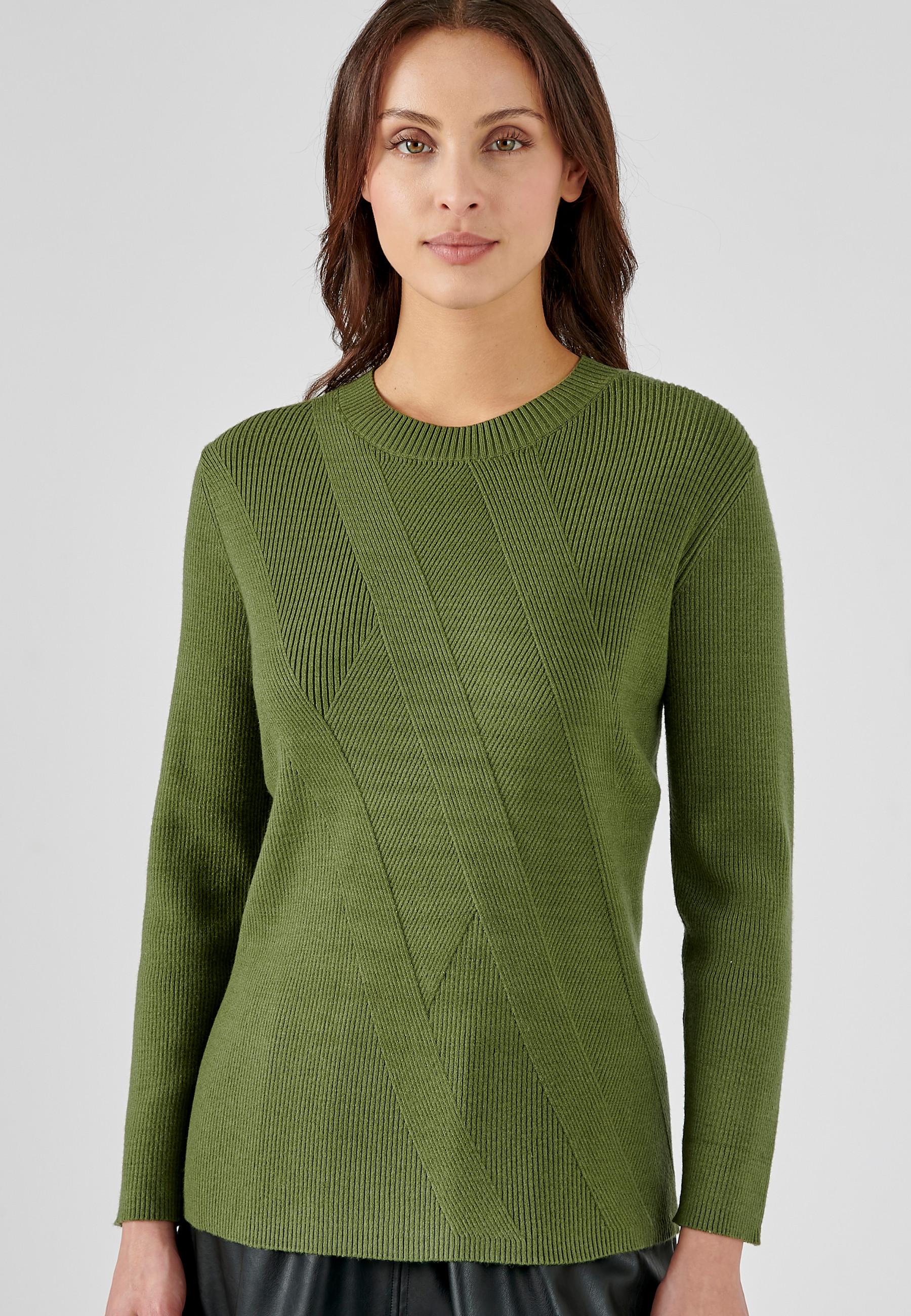 Image of Rippstrickpullover Mit Streifenmuster. Damen Grün 42/44
