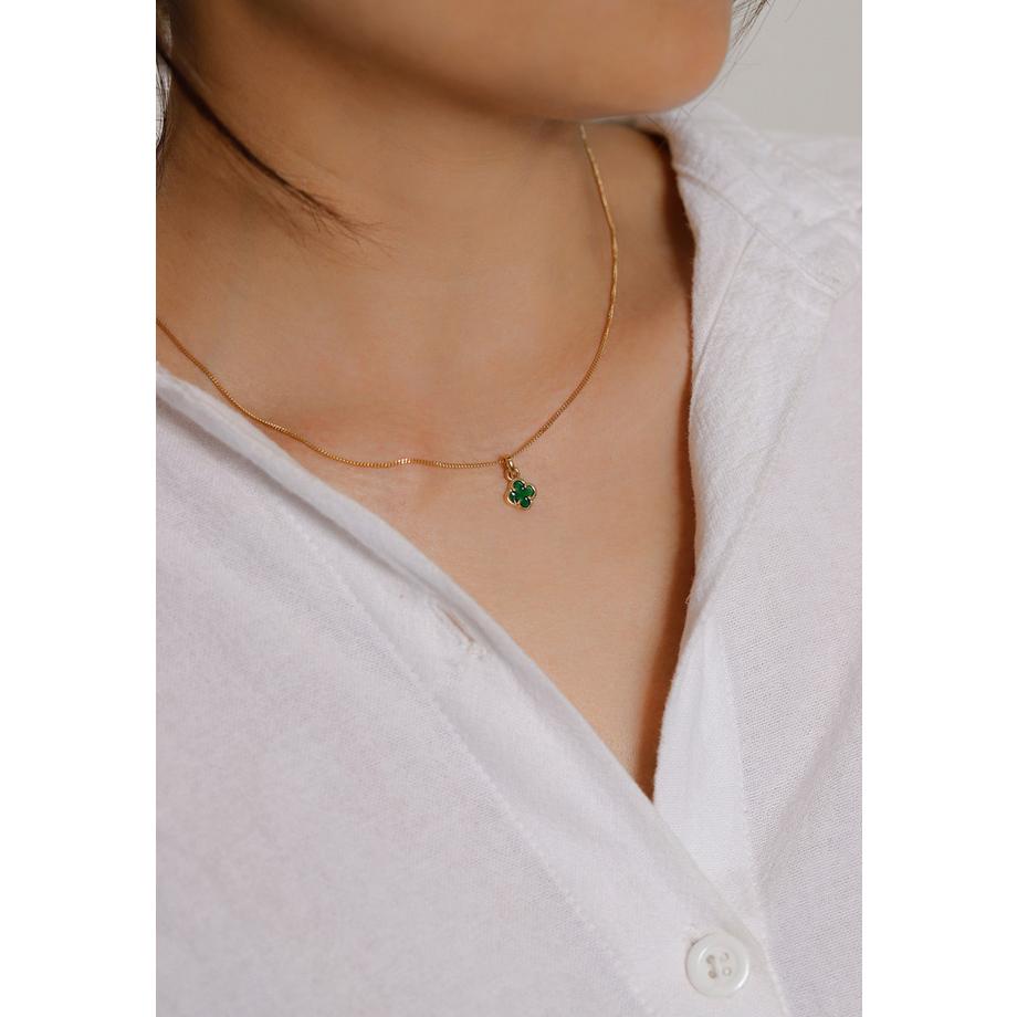 Elli  Collier Collier Avec Pendentif Trèfle 925 Sterling Silver Gold-Plated 