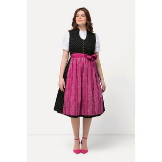 Ulla Popken  Dirndl, Schmuckknöpfe, Stehkragen, V-Ausschnitt, ärmellos 