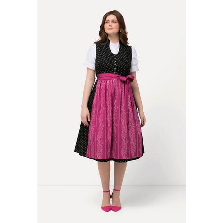 Ulla Popken  Dirndl, Schmuckknöpfe, Stehkragen, V-Ausschnitt, ärmellos 