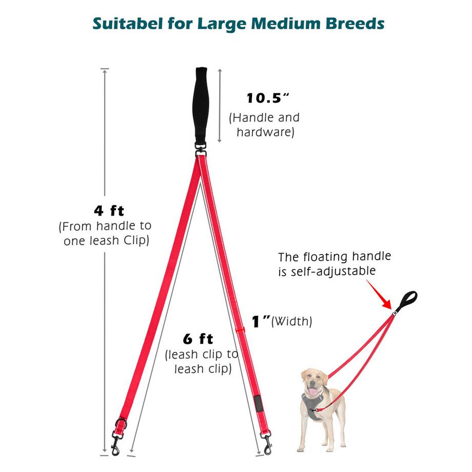 Alopini  Laisse pour chien Anti-Traction sans Traction, Double Laisse sans enchevêtrement pour harnais Anti-Traction, Laisse réfléchissante pour Chien pour l'entraînement et la marche des Grands Chiens de Taille moyenne 