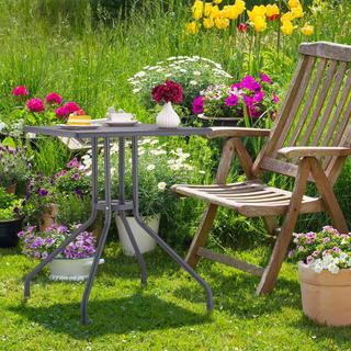 B2X Tavolo da giardino in effetto legno grigio  