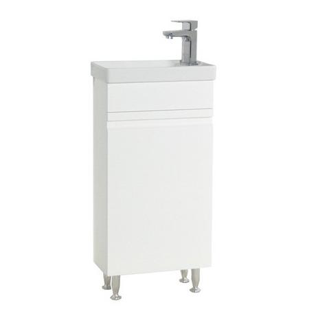 VCM 2-tlg Badmöbel Set Gäste WC Gästebad Waschplatz Waschtisch klein schmal grifflos Silora M  