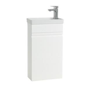 VCM 2-tlg Badmöbel Set Gäste WC Gästebad Waschplatz Waschtisch klein schmal grifflos Silora M  