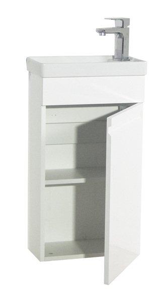 VCM 2-tlg Badmöbel Set Gäste WC Gästebad Waschplatz Waschtisch klein schmal grifflos Silora M  