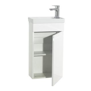 VCM 2-tlg Badmöbel Set Gäste WC Gästebad Waschplatz Waschtisch klein schmal grifflos Silora M  