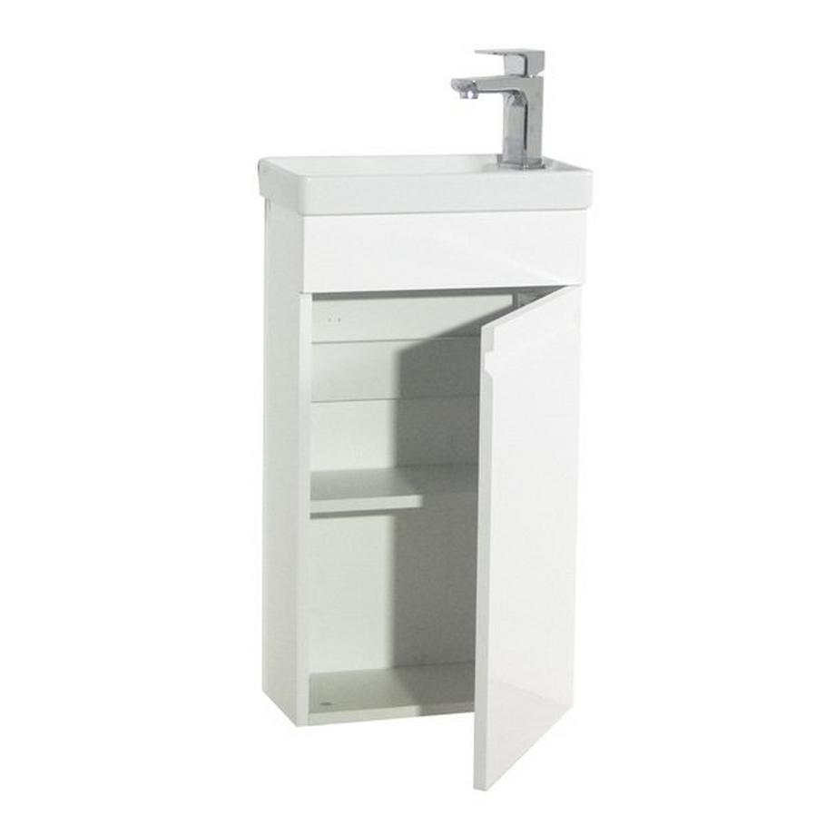 VCM 2-tlg Badmöbel Set Gäste WC Gästebad Waschplatz Waschtisch klein schmal grifflos Silora M  