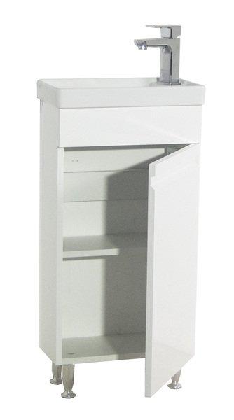 VCM 2-tlg Badmöbel Set Gäste WC Gästebad Waschplatz Waschtisch klein schmal grifflos Silora M  