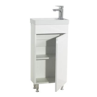 VCM 2-tlg Badmöbel Set Gäste WC Gästebad Waschplatz Waschtisch klein schmal grifflos Silora M  