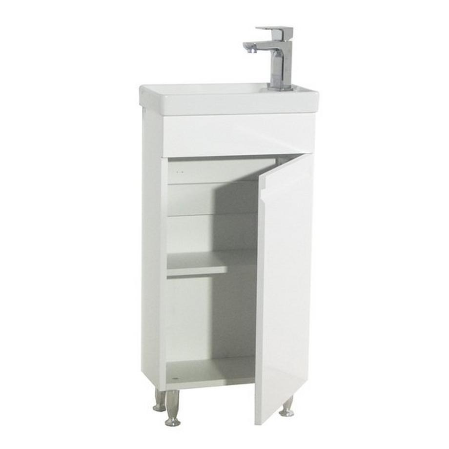 VCM 2-tlg Badmöbel Set Gäste WC Gästebad Waschplatz Waschtisch klein schmal grifflos Silora M  