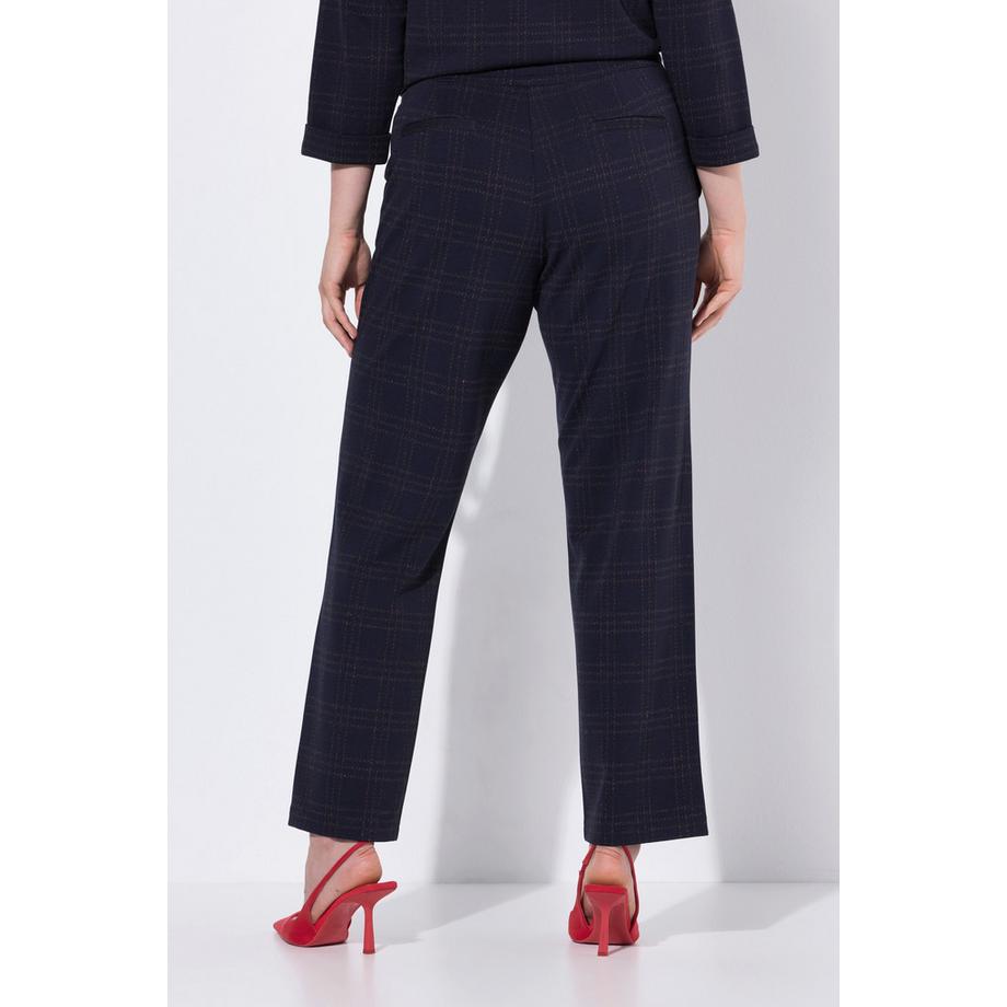 Ulla Popken Punto Karo Glitter Bügelfalte Straight Fit Hose  