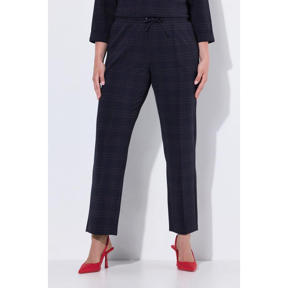 Ulla Popken Punto Karo Glitter Bügelfalte Straight Fit Hose  