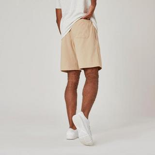 DOMYOS  Short Fitness homme coton droit avec poche - Essentials beige 