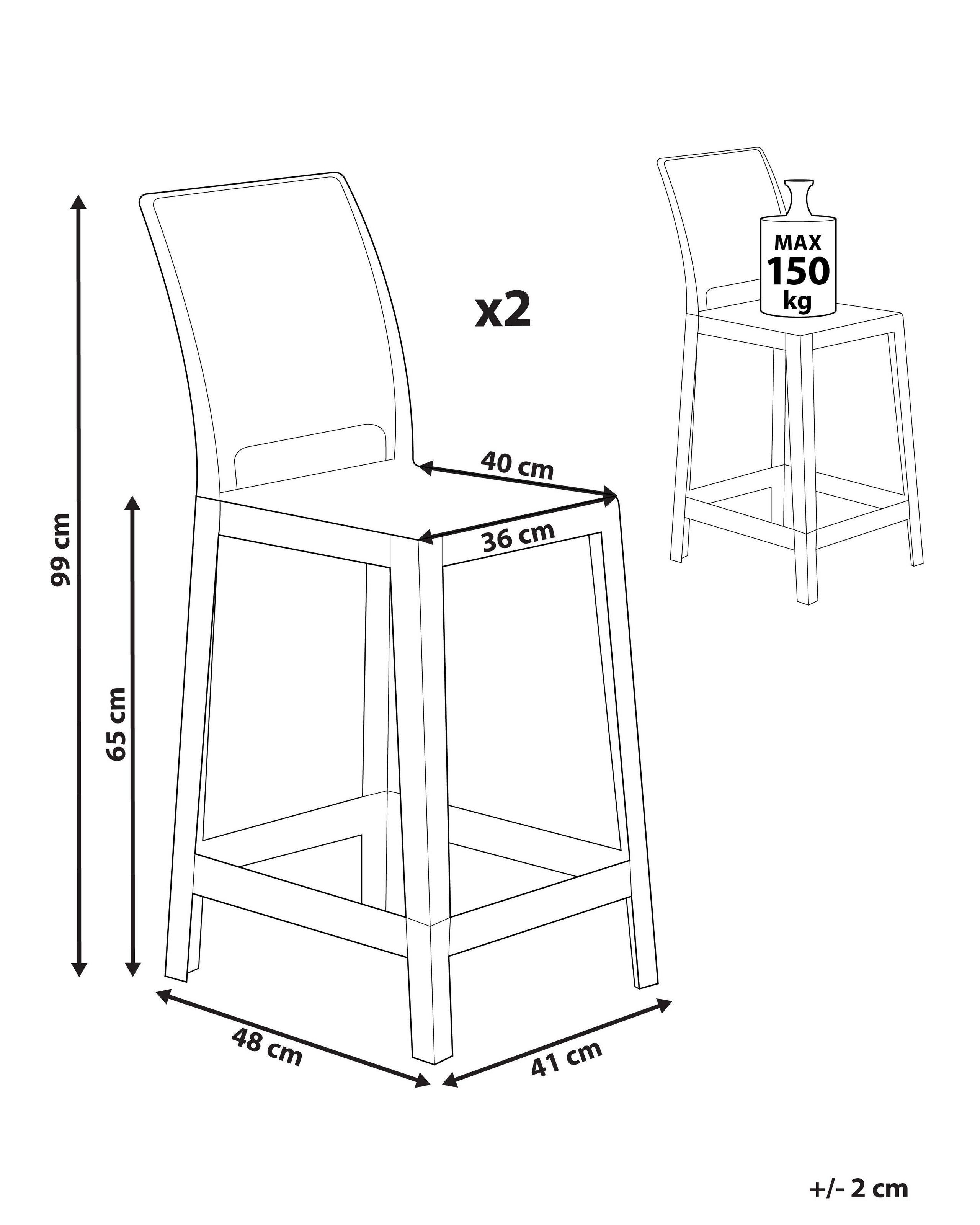 Beliani Lot de 2 chaises de bar en Polycarbonate Moderne WELLINGTON  