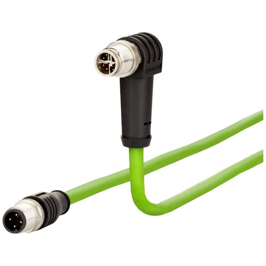 Câble Ethernet industriel M12, codage X, 1.0 m, connecteur M12 droit - connecteur M12 coudé, codage