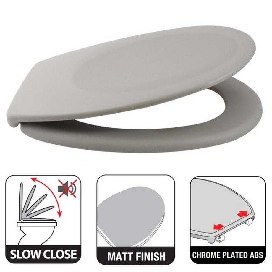 spirella Abattant WC Thermo Dur NEELA Taupe Mat - Charnières ABS Chromé  