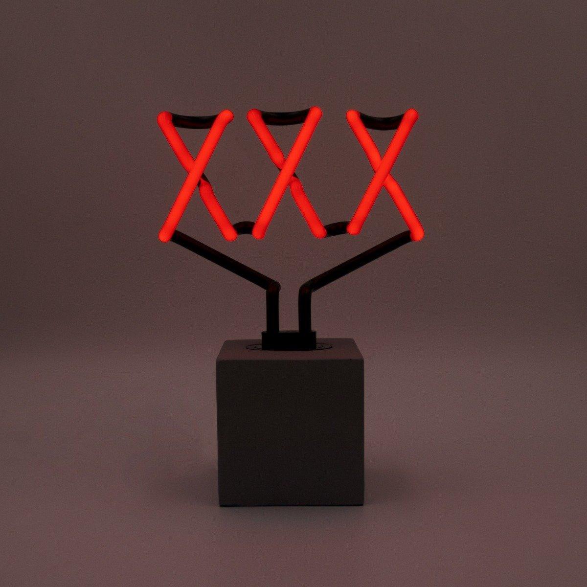 Locomocean Glas Neon Tischlampe mit Betonsockel - XXX  