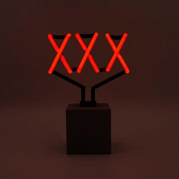 Glas Neon Tischlampe mit Betonsockel - XXX