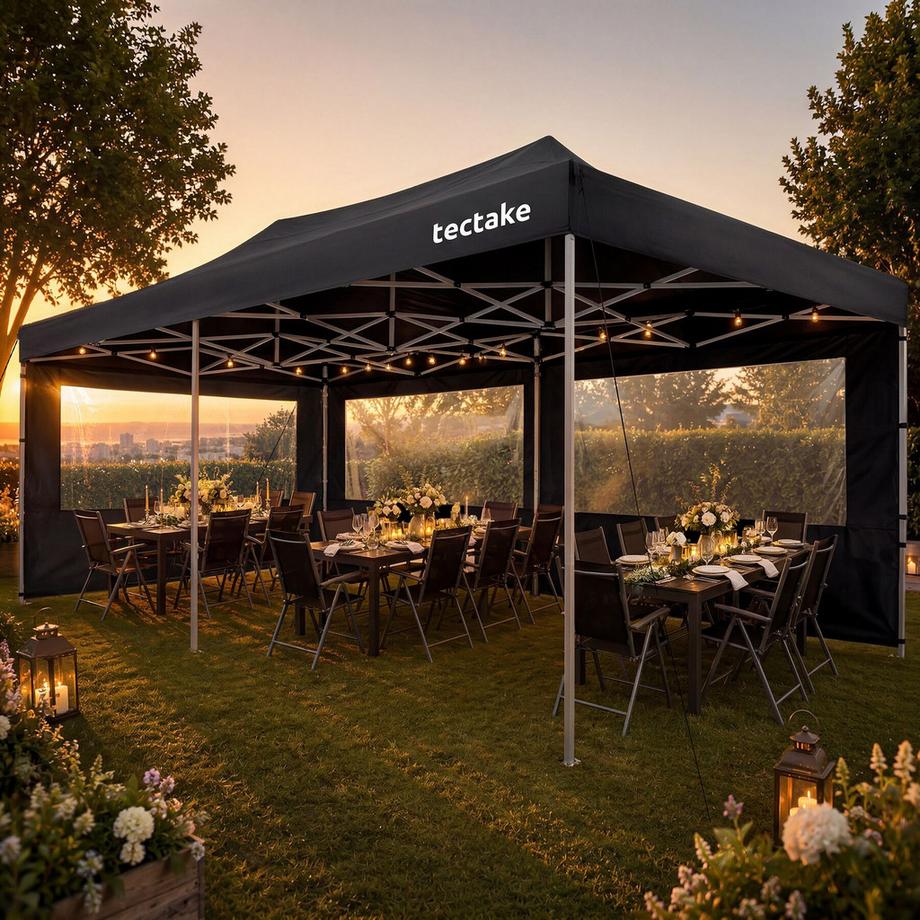 Tectake Pavillon pliant en aluminium Viola 6 x 3 m, imperméable  