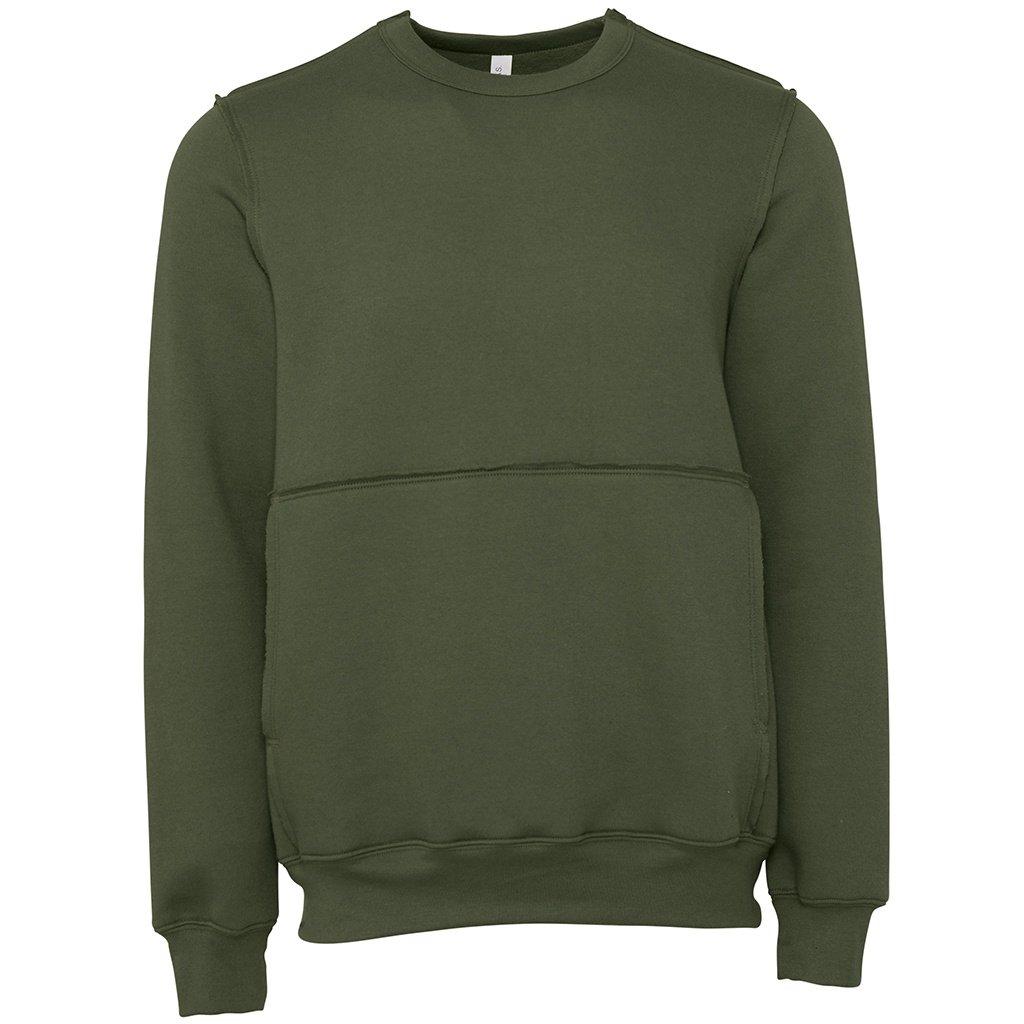 Image of Sweatshirt, Rohe Nähte Damen Militärgrün L