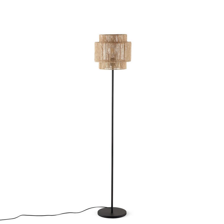 Lampadaire en métal fer et chanvre