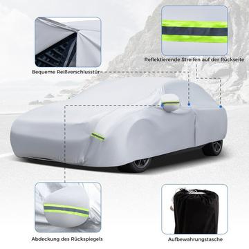 Telo copriauto resistente alle intemperie per veicoli con porta zip 431 x 160 x 115 cm argento