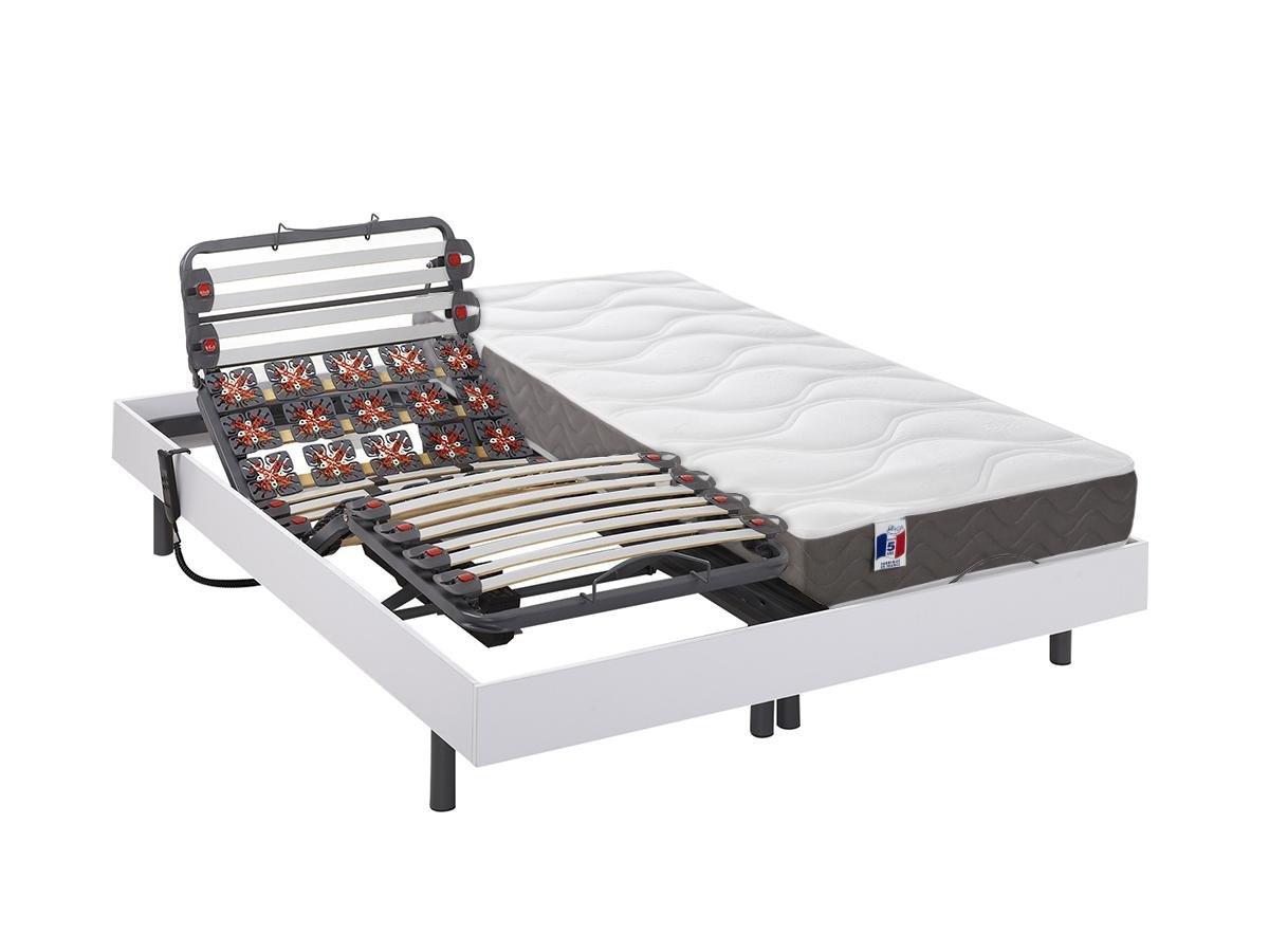 DREAMEA Lit électrique relaxation lattes plots matelas 100% latex 5 zones MENELAS de DREAMEA 2 moteurs OKIN  