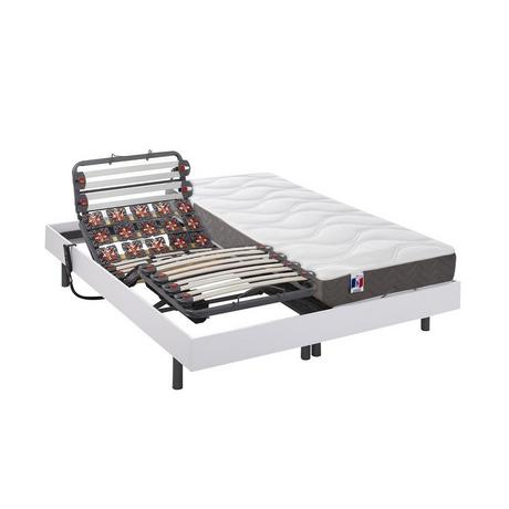 DREAMEA Lit électrique relaxation lattes plots matelas 100% latex 5 zones MENELAS de DREAMEA 2 moteurs OKIN  