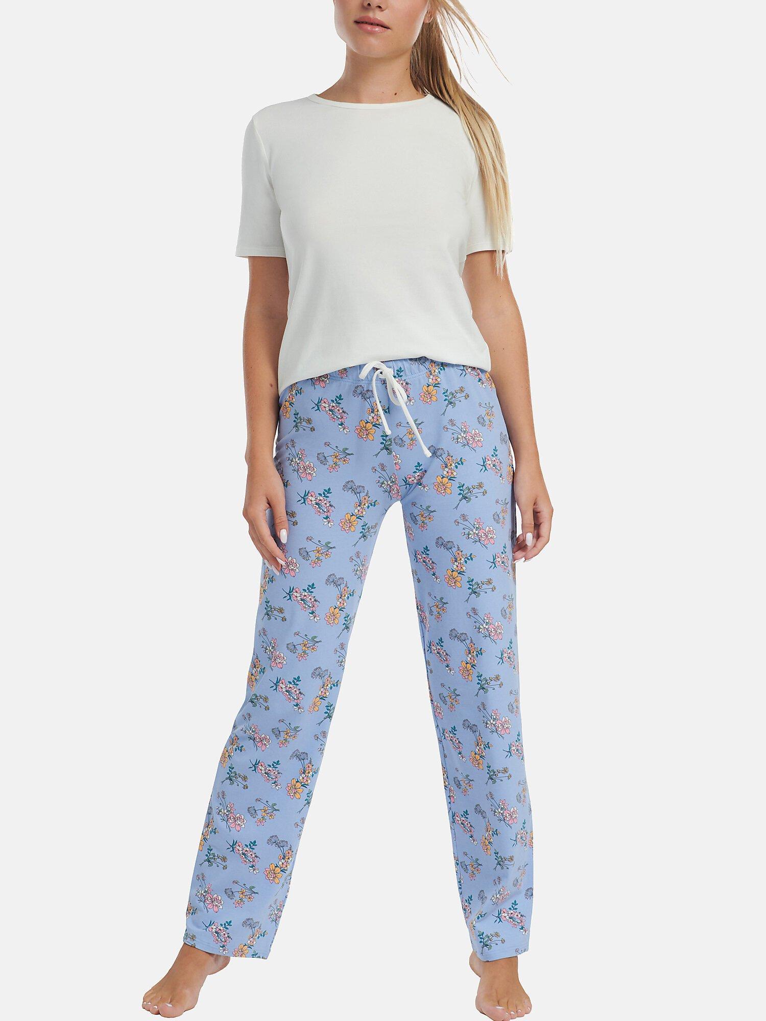 Image of Pyjama Hausanzug Hose Top Kurzarm Posh Unisex Blau S