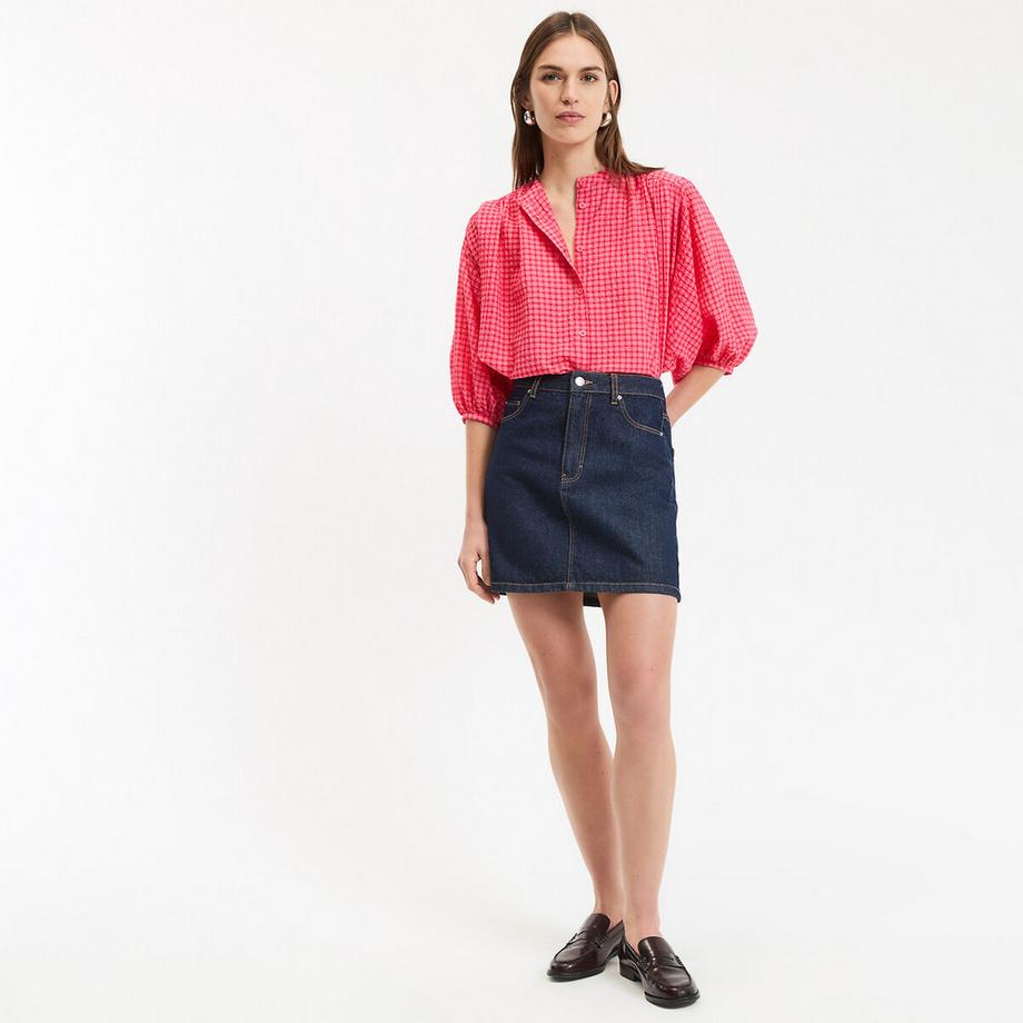 La Redoute Collections Chemise col mao à carreaux  