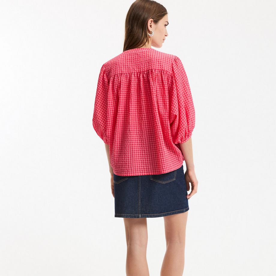 La Redoute Collections Chemise col mao à carreaux  