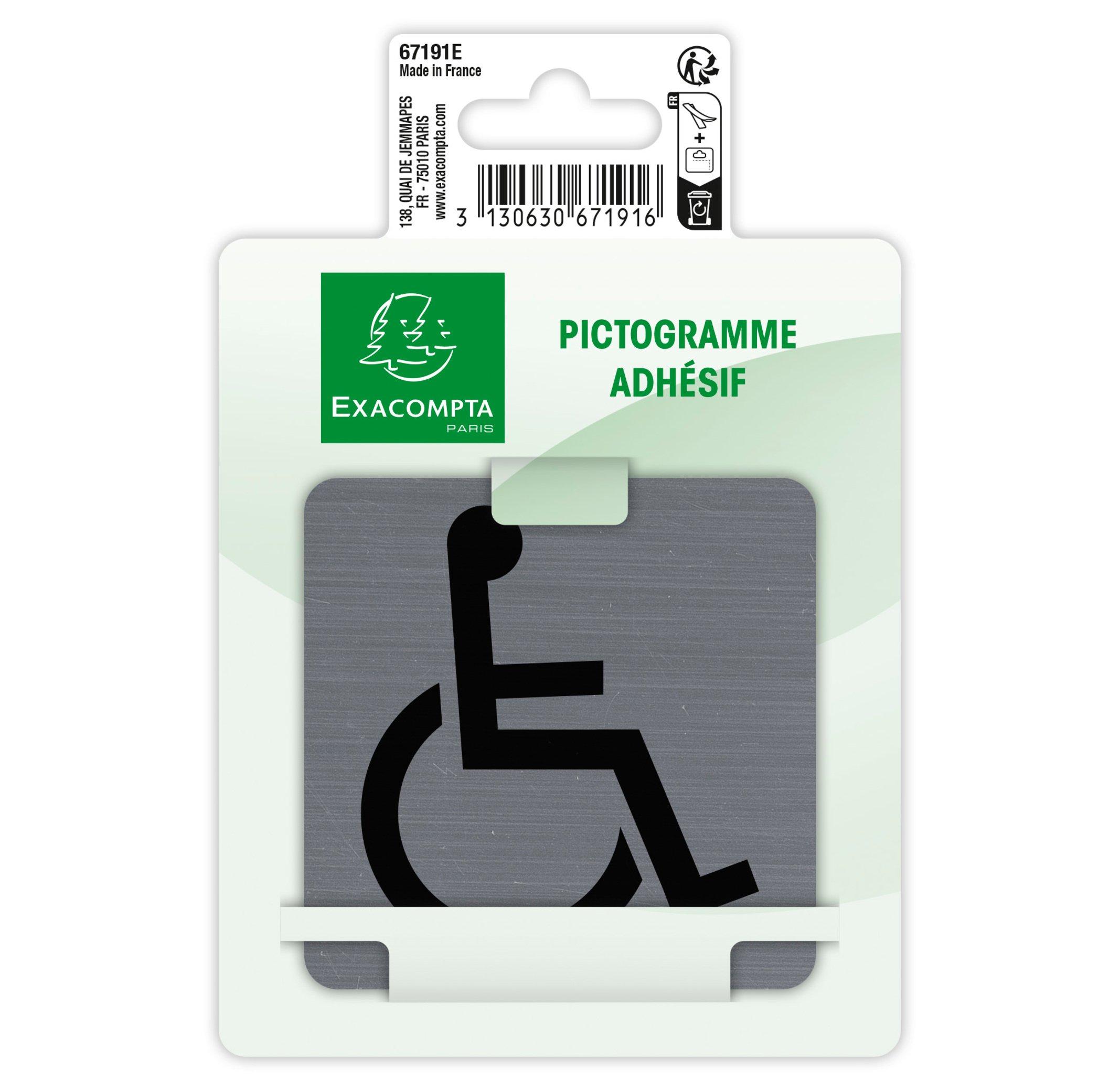 Exacompta Piastra porta autoadesiva alluminio Disabili 7,5x7,5 cm  