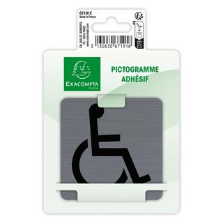 Exacompta Piastra porta autoadesiva alluminio Disabili 7,5x7,5 cm  