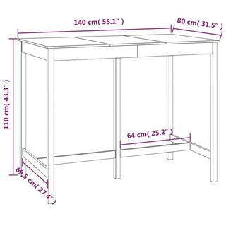 VidaXL Bartisch kiefernholz  