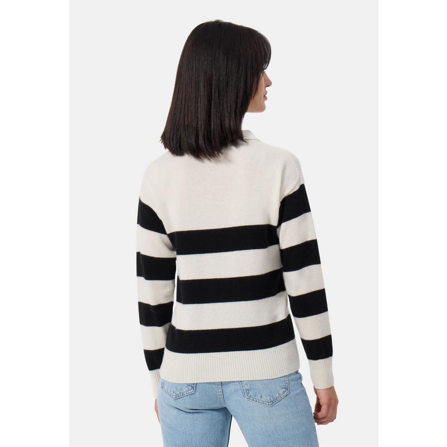 CASH-MERE.CH Cachemire Pull Rayé Col Polo  