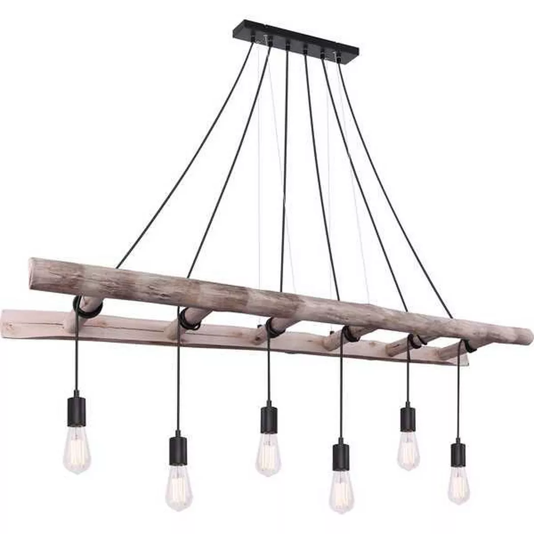 mutoni – Hängeleuchte Irmgard Holz natur 6xE27, One Size, Multicolor