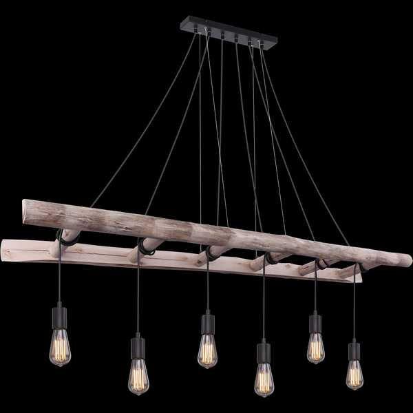 mutoni Lampada a sospensione Irmgard legno naturale 6xE27  